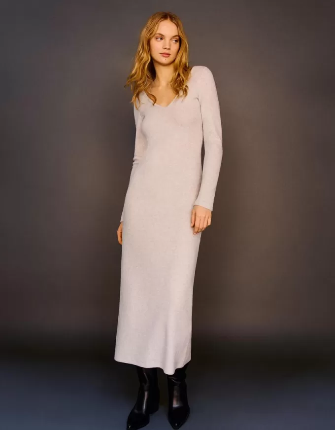 Rochie maxi cu decolteu în V la atingere moale Rochie maxi cu decolteu în V la atingere moale