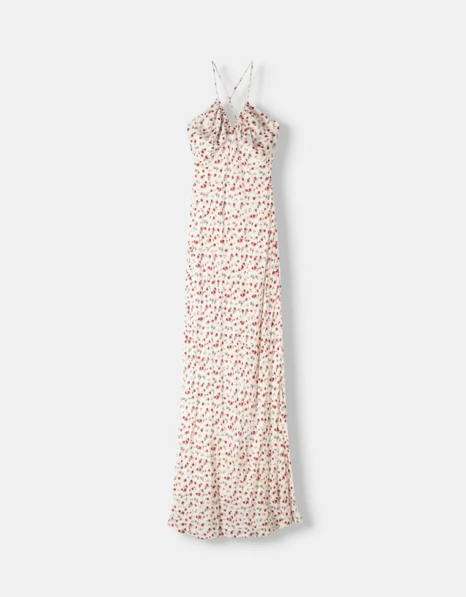 Rochie maxi din crepon cu bretele Rochie maxi din crepon cu bretele