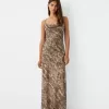 Rochie maxi din sifon cu imprimeu animal Rochie maxi din sifon cu imprimeu animal