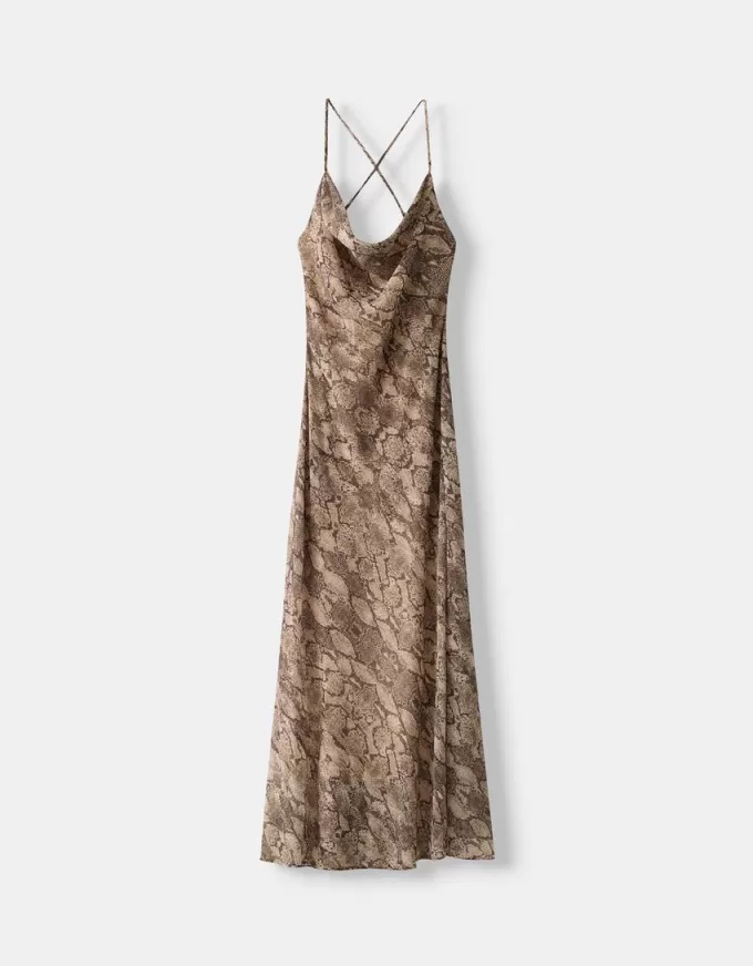 Rochie maxi din sifon cu imprimeu animal Rochie maxi din sifon cu imprimeu animal