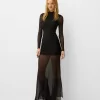 Rochie maxi din tul cu maneca lunga Rochie maxi din tul cu maneca lunga