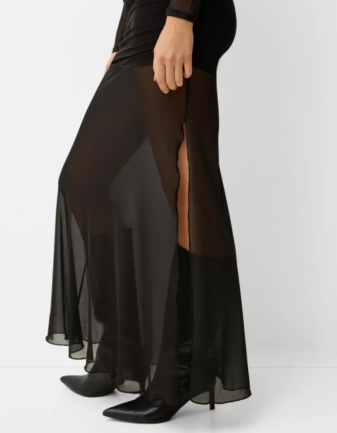 Rochie maxi din tul cu maneca lunga Rochie maxi din tul cu maneca lunga