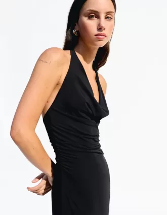 Rochie midi BERSHKA SERIES cu tiv asimetric