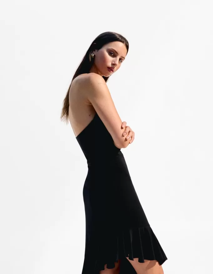 Rochie midi BERSHKA SERIES cu tiv asimetric Rochie midi BERSHKA SERIES cu tiv asimetric