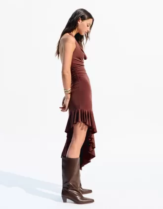 Rochie midi BERSHKA SERIES cu tiv asimetric