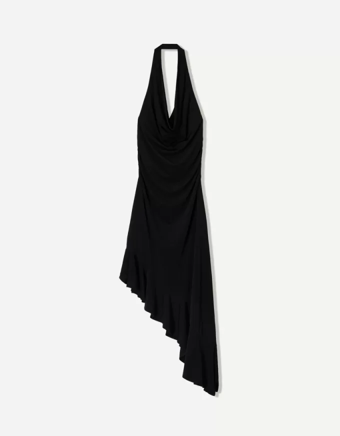 Rochie midi BERSHKA SERIES cu tiv asimetric Rochie midi BERSHKA SERIES cu tiv asimetric