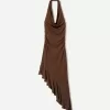 Rochie midi BERSHKA SERIES cu tiv asimetric Rochie midi BERSHKA SERIES cu tiv asimetric