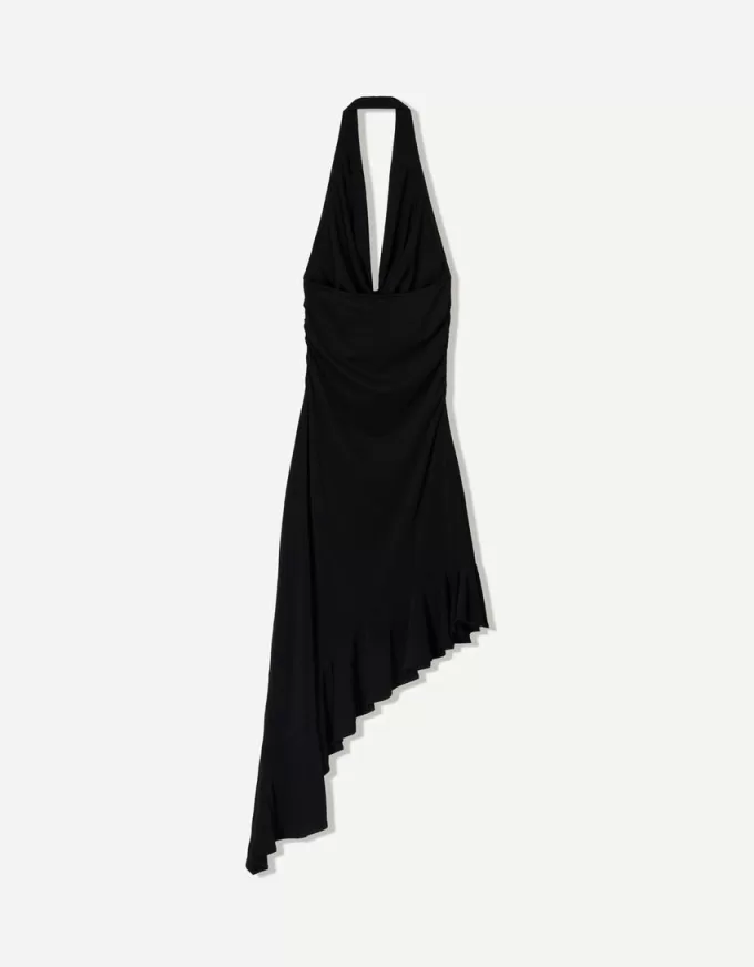Rochie midi BERSHKA SERIES cu tiv asimetric Rochie midi BERSHKA SERIES cu tiv asimetric