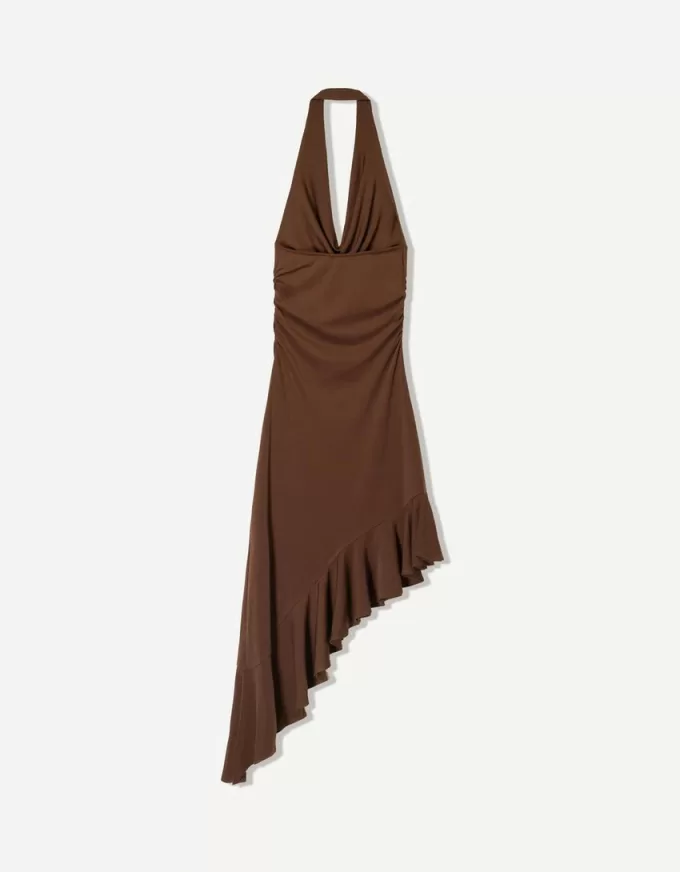Rochie midi BERSHKA SERIES cu tiv asimetric Rochie midi BERSHKA SERIES cu tiv asimetric