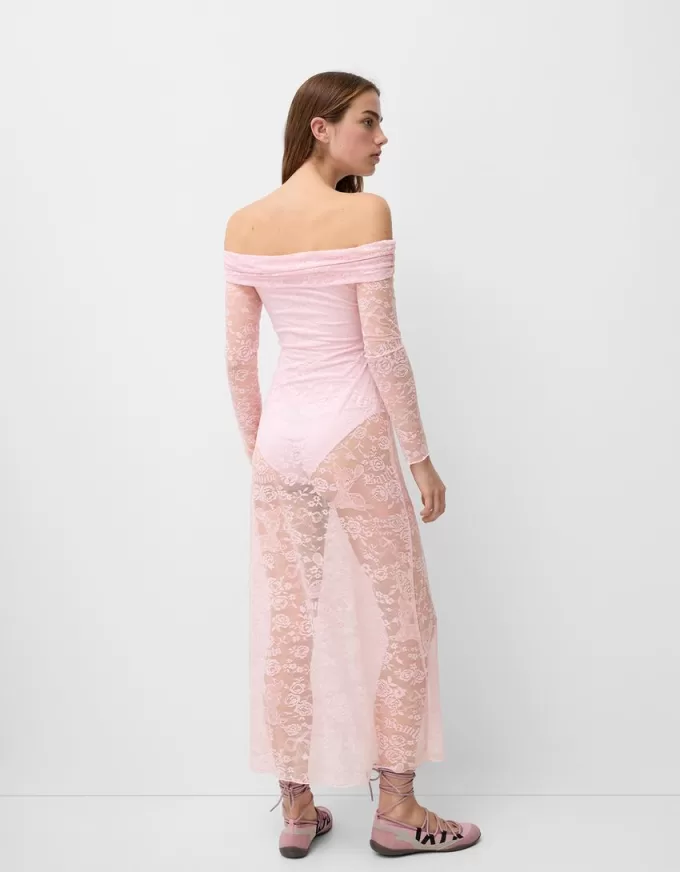 Rochie midi Disney Bambi cu decolteu Bardot din dantela Rochie midi Disney Bambi cu decolteu Bardot din dantela