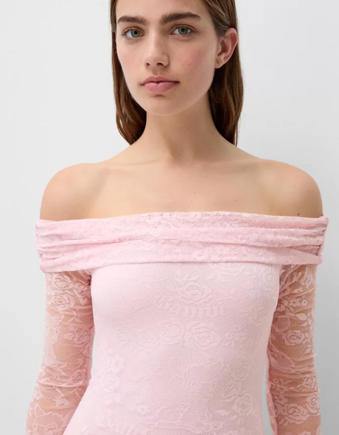 Rochie midi Disney Bambi cu decolteu Bardot din dantela Rochie midi Disney Bambi cu decolteu Bardot din dantela