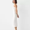 Rochie midi adunata cu bretele Rochie midi adunata cu bretele
