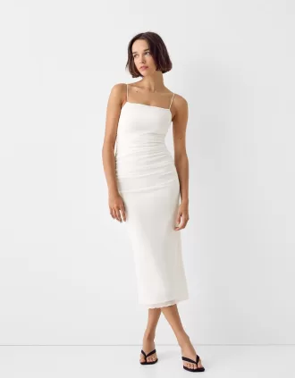 Rochie midi adunata cu bretele