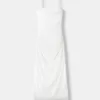Rochie midi adunata cu bretele Rochie midi adunata cu bretele