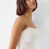 Rochie midi adunata cu bretele Rochie midi adunata cu bretele