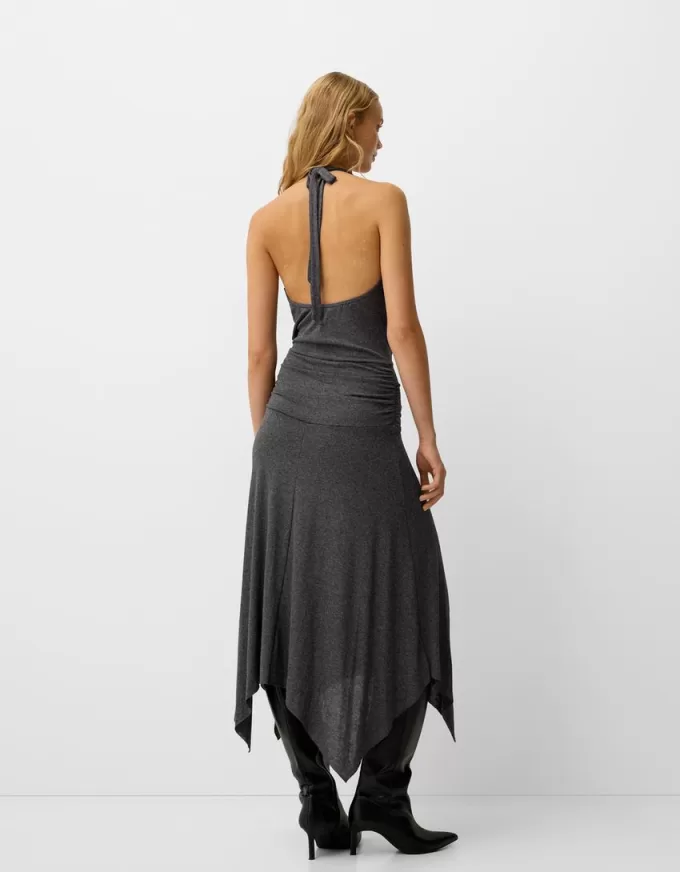 Rochie midi asimetrică cu volane Rochie midi asimetrică cu volane