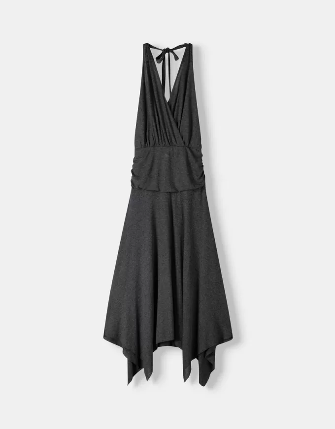 Rochie midi asimetrică cu volane Rochie midi asimetrică cu volane