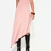 Rochie midi asimetrică fără umeri Rochie midi asimetrică fără umeri