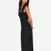 Rochie midi asimetrică fără umeri Rochie midi asimetrică fără umeri