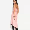 Rochie midi asimetrică fără umeri Rochie midi asimetrică fără umeri