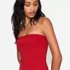 Rochie midi asimetrică fără umeri Rochie midi asimetrică fără umeri