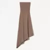 Rochie midi asimetrică fără umeri Rochie midi asimetrică fără umeri
