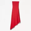 Rochie midi asimetrică fără umeri Rochie midi asimetrică fără umeri
