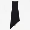 Rochie midi asimetrică fără umeri Rochie midi asimetrică fără umeri