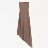 Rochie midi asimetrică fără umeri Rochie midi asimetrică fără umeri