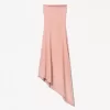 Rochie midi asimetrică fără umeri Rochie midi asimetrică fără umeri