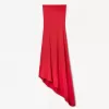Rochie midi asimetrică fără umeri Rochie midi asimetrică fără umeri