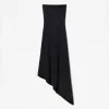 Rochie midi asimetrică fără umeri Rochie midi asimetrică fără umeri
