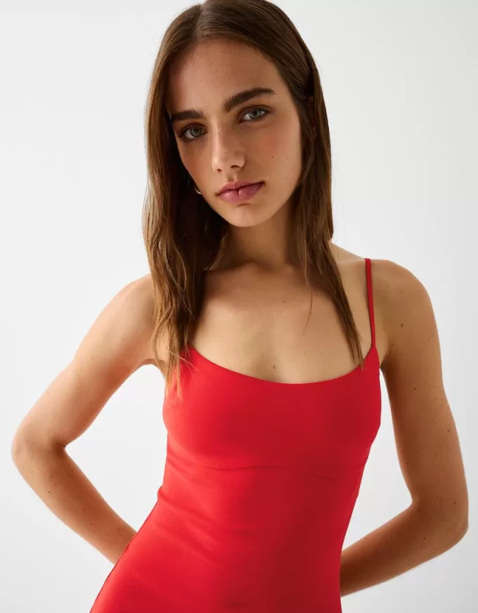Rochie midi bengalină cu bretele Rochie midi bengalină cu bretele