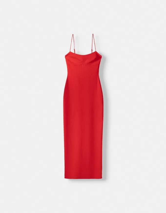Rochie midi bengalină cu bretele Rochie midi bengalină cu bretele