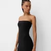 Rochie midi cu decolteu bandeau Rochie midi cu decolteu bandeau