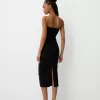 Rochie midi cu decolteu bandeau Rochie midi cu decolteu bandeau
