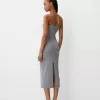 Rochie midi cu decolteu bandeau Rochie midi cu decolteu bandeau