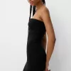 Rochie midi cu decolteu bandeau Rochie midi cu decolteu bandeau
