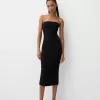 Rochie midi cu decolteu bandeau Rochie midi cu decolteu bandeau
