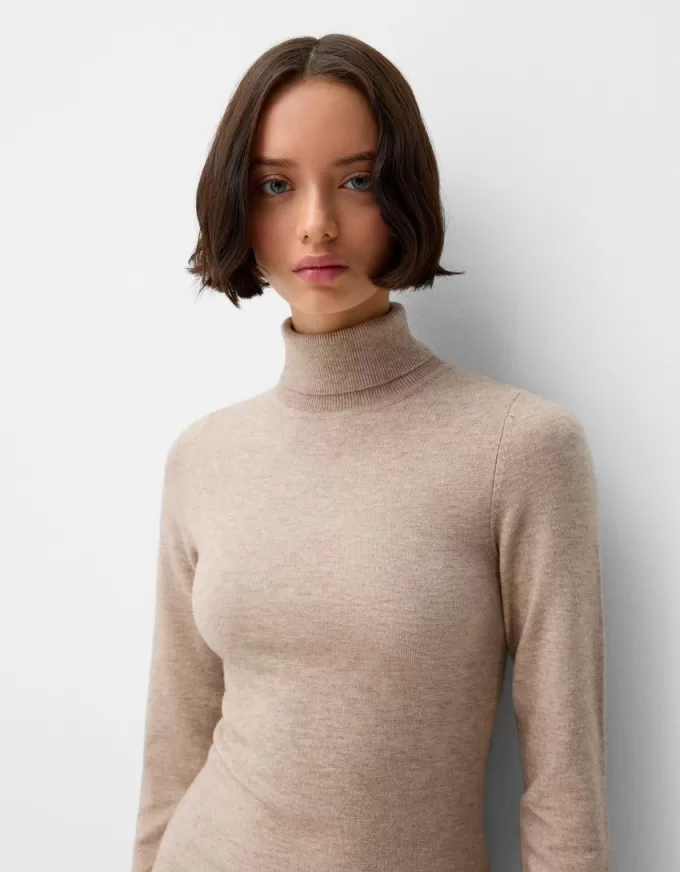 Rochie midi cu gât înalt Rochie midi cu gât înalt