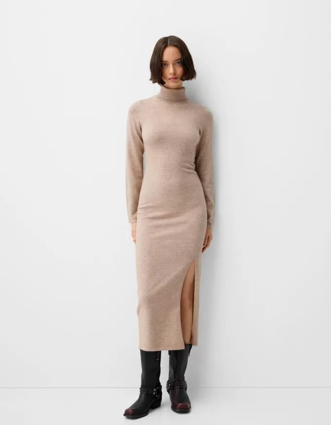 Rochie midi cu gât înalt Rochie midi cu gât înalt