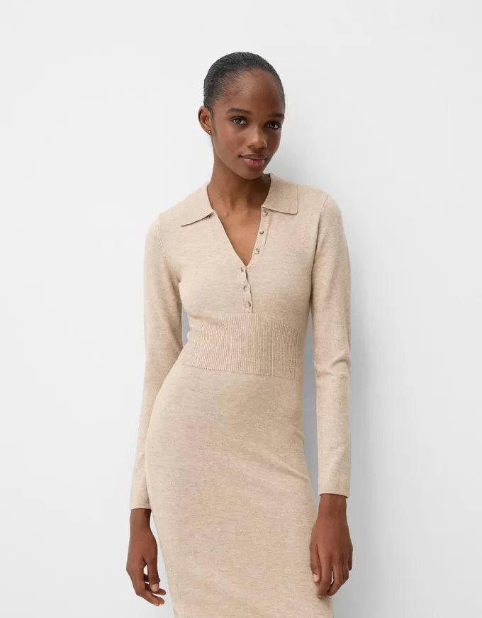 Rochie midi cu guler polo Rochie midi cu guler polo