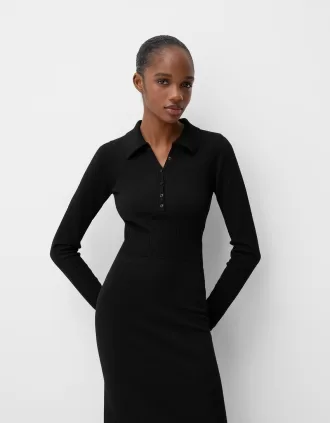 Rochie midi cu guler polo