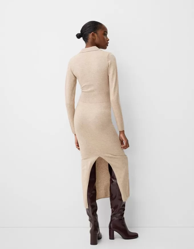Rochie midi cu guler polo Rochie midi cu guler polo