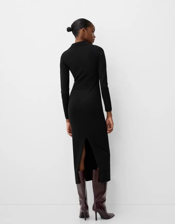 Rochie midi cu guler polo Rochie midi cu guler polo