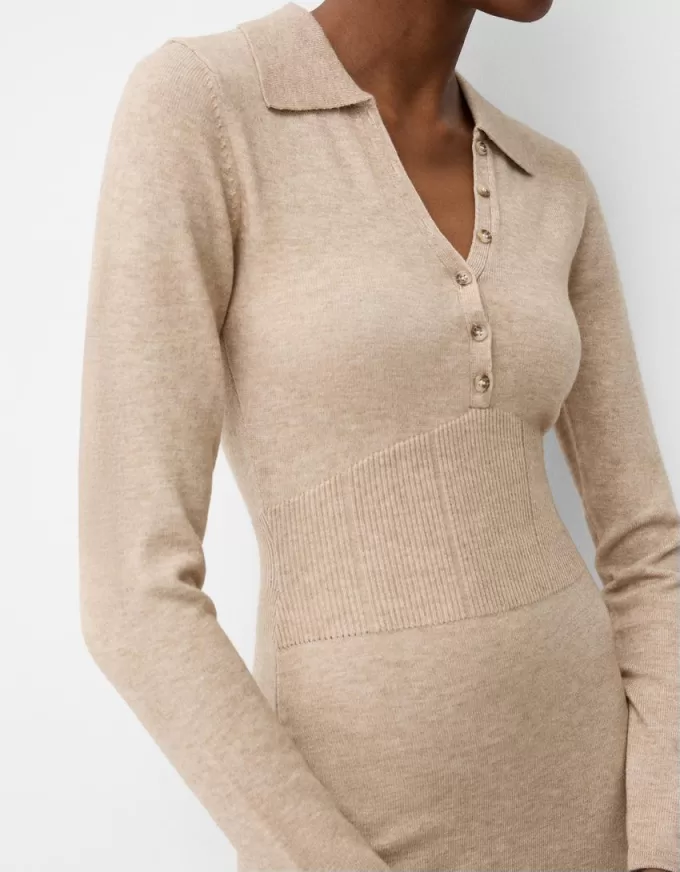 Rochie midi cu guler polo Rochie midi cu guler polo