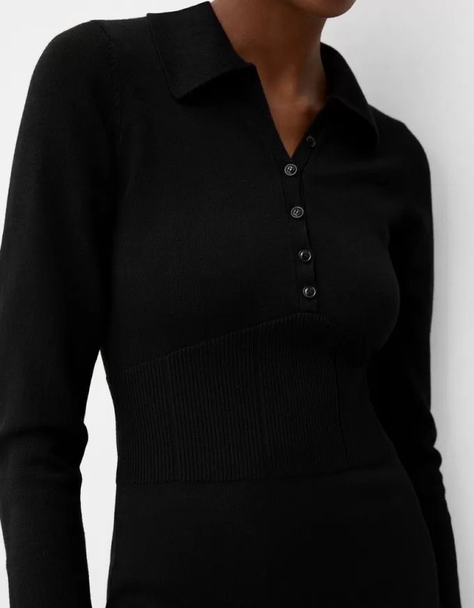 Rochie midi cu guler polo Rochie midi cu guler polo