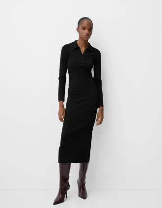 Rochie midi cu guler polo