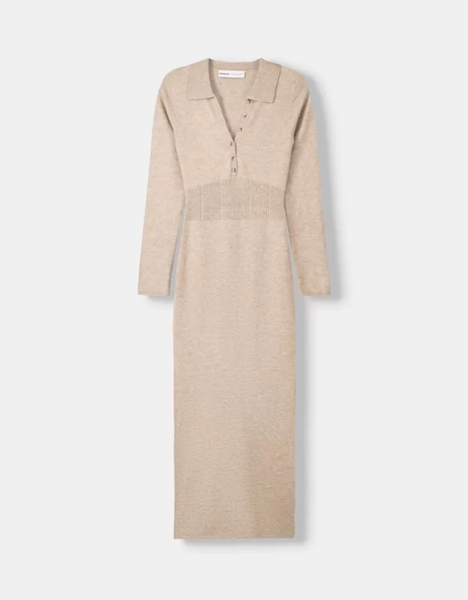 Rochie midi cu guler polo Rochie midi cu guler polo