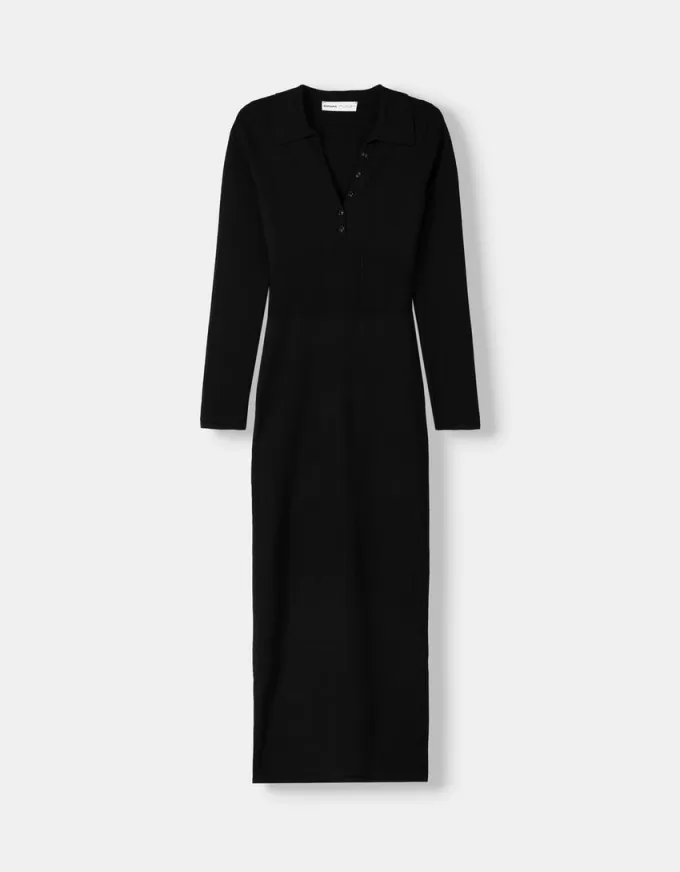 Rochie midi cu guler polo Rochie midi cu guler polo
